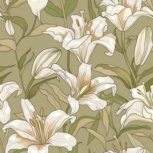 Download Floral Pattern with White Lilies and Green Leaves Patterns ...