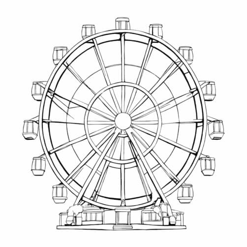 Download Black and White Drawing of Amusement Park Ferris Wheel ...
