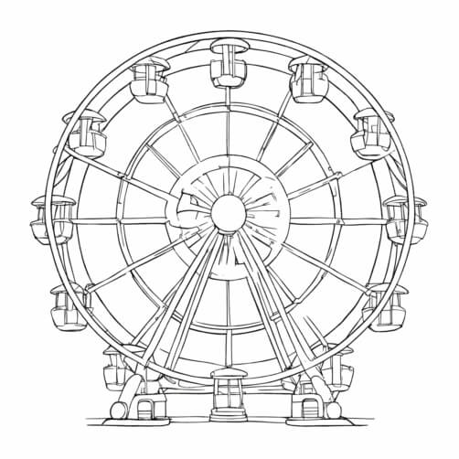 Download Black and White Drawing of Amusement Park Ferris Wheel ...