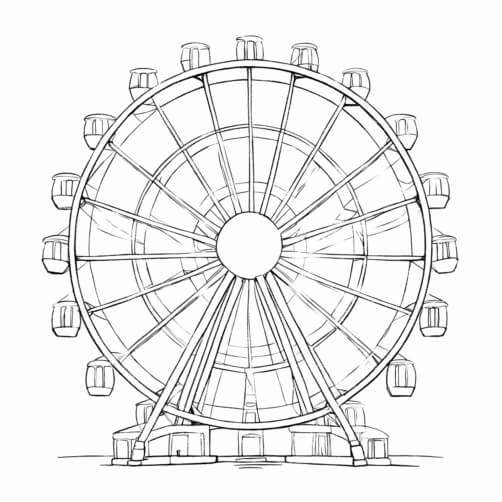 Download Black and White Drawing of Amusement Park Ferris Wheel ...