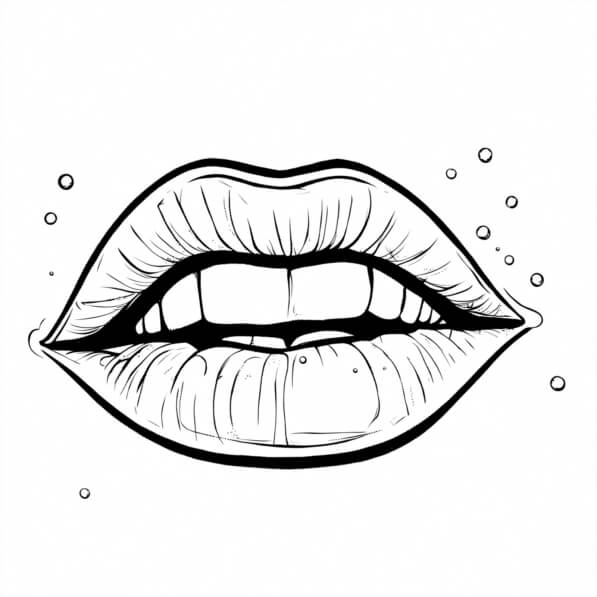 Download Black and White Woman's Lips with Bubbles Coloring pages ...
