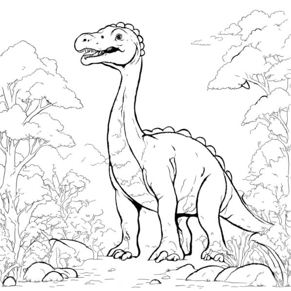 Download Dinosaur in a Prehistoric Landscape Coloring pages Online ...