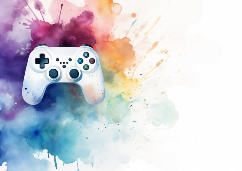 Download Colorful Video Game Controller with Watercolor Splash ...
