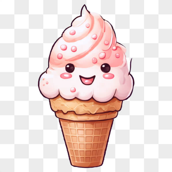 Download Kawaii Ice Cream Cone with Smiley Face and Pink Icing Kawaii ...