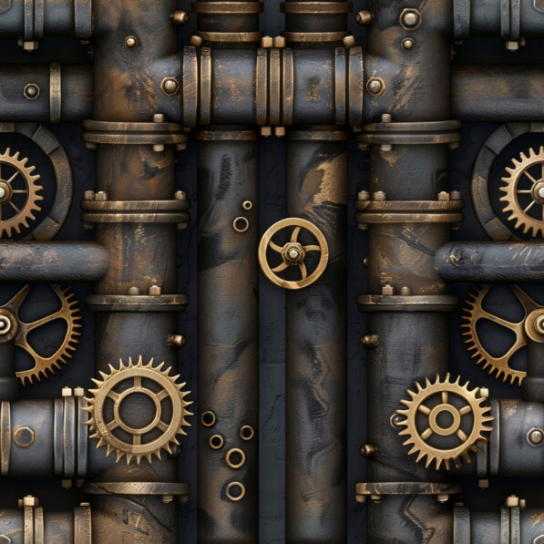 Download Steampunk Industrial Design with Pipes and Gears Patterns ...
