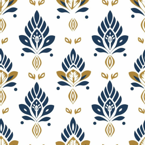 Download Elegant Floral Wallpaper Pattern in Navy Blue and Gold ...