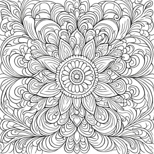 Download Intricate Black and White Floral Line Art Coloring pages ...