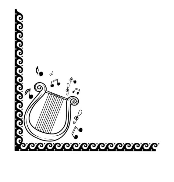 Download Decorative Corner Design with Lyre and Musical Notes Borders ...