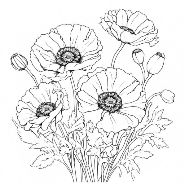 Descarga Ilustraci n De Ramo De Flores De Amapola P ginas Para Colorear descarga-ilustraci-n-de-ramo-de-flores-de-amapola-p-ginas-para-colorear