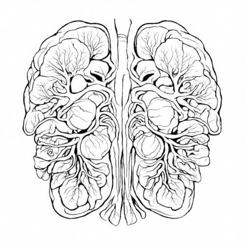 Download Detailed Line Drawing of the Human Brain Coloring pages Online ...