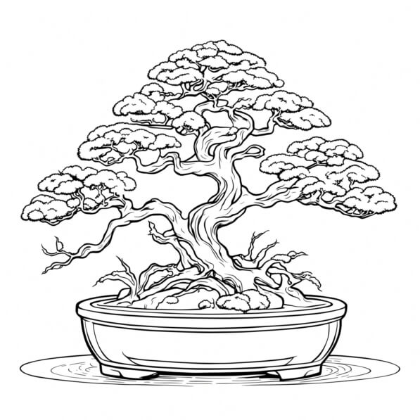 Download Bonsai Tree in a Pot Illustration Coloring pages Online ...