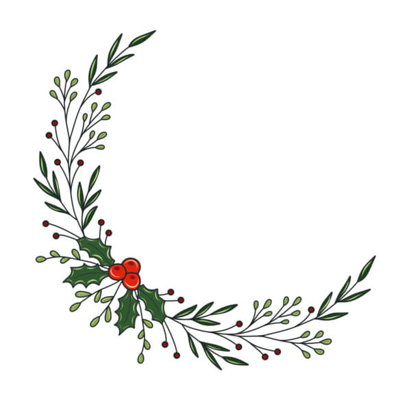 Download Festive Holiday Wreath with Green Leaves and Red Berries ...
