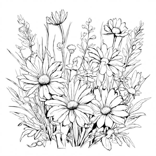 Download Intricate Line Art of Flowers and Daisies Coloring pages ...
