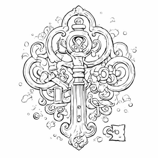 Download Intricately Designed Key with Decorative Elements Coloring ...