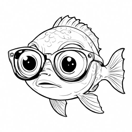 Download Angry Fish with Glasses Coloring pages Online - Creative Fabrica