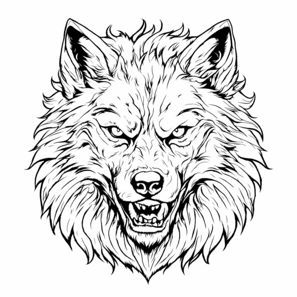 Wolf Face Logo Lupo Grigio Contorno Testa Di Lupo Grigio Clipart Illustrazione In Bianco E Nero 1027351 11231