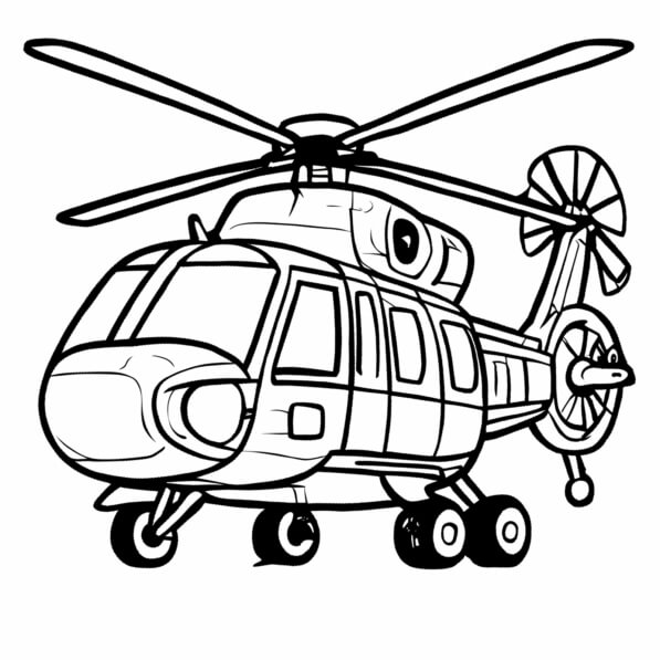 Download Cartoon Helicopter Coloring Page Coloring pages Online - Creative Fabrica