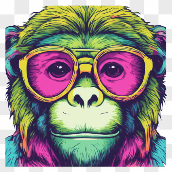 Descarga Ilustración Colorida de Mono con Gafas Rosas Cartoons En Línea ...