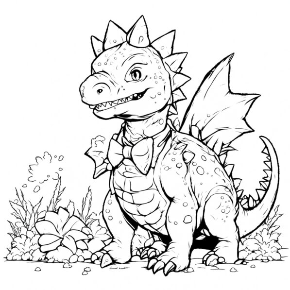Download Cartoon Dinosaur Character in Whimsical Style Coloring pages ...
