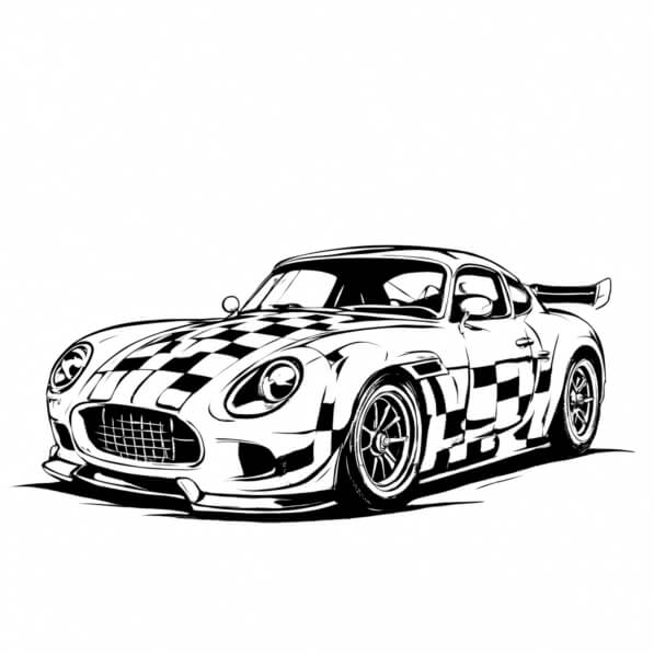 Download Stylized Racing Car with Checkered Pattern Coloring pages ...