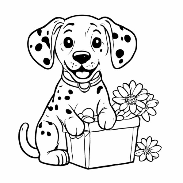 Download Cute Dalmatian Puppy with Flowers Coloring Page Coloring pages ...