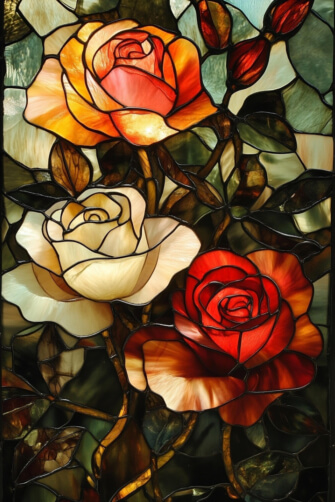 Stained Glass Roses in Vibrant Colors Sketches thumbnail