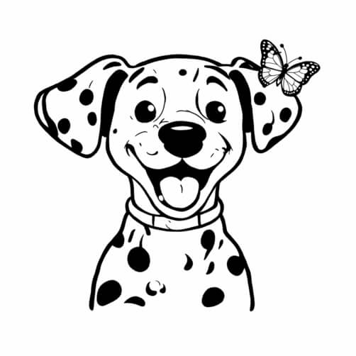 Download Cheerful Dalmatian Dog with Flowers Coloring pages Online ...