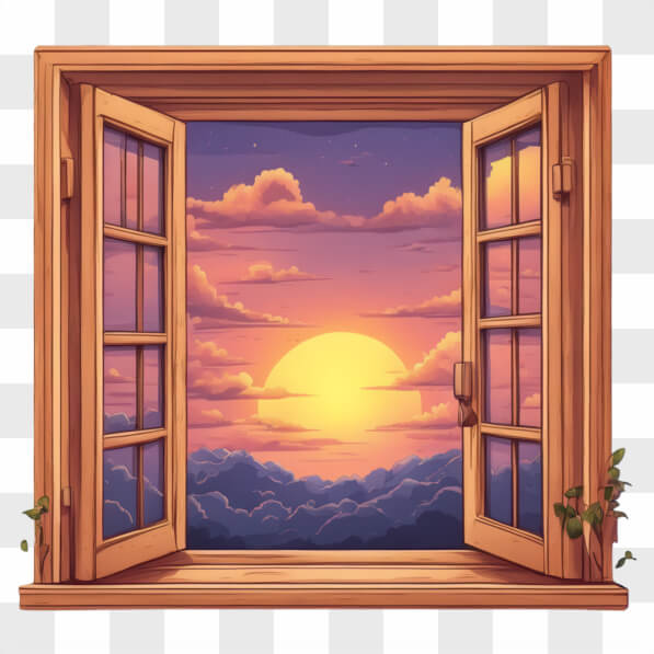 Download Open Window with Beautiful Sunset View Cartoons Online ...