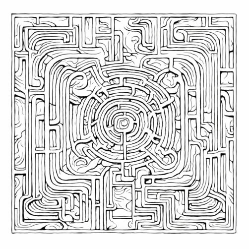 Download Intricate Black and White Maze Design Coloring pages Online ...