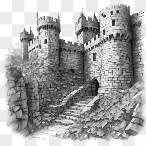 Descarga Castillo Medieval Rodeado de Hiedra Bocetos En Línea ...