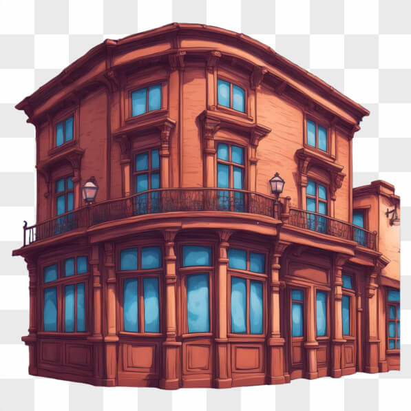 Cartoon Computer Building Download Elegant Building with Blue Windows and Architectural Details ...