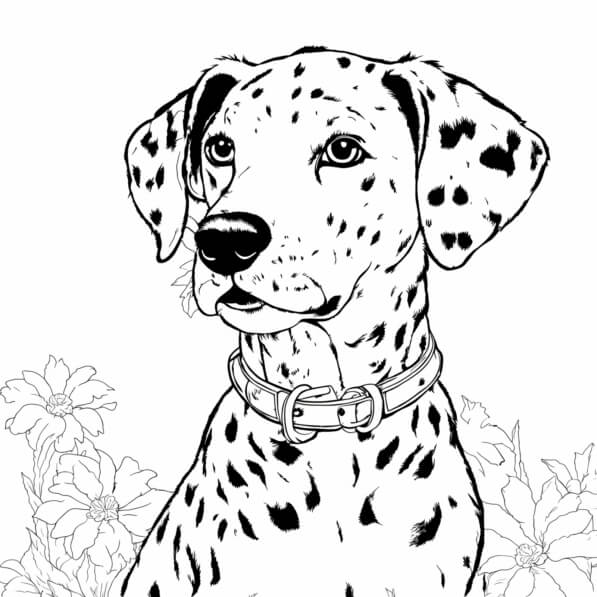Download Dalmatian Dog Illustration in Line Art Style Coloring pages ...