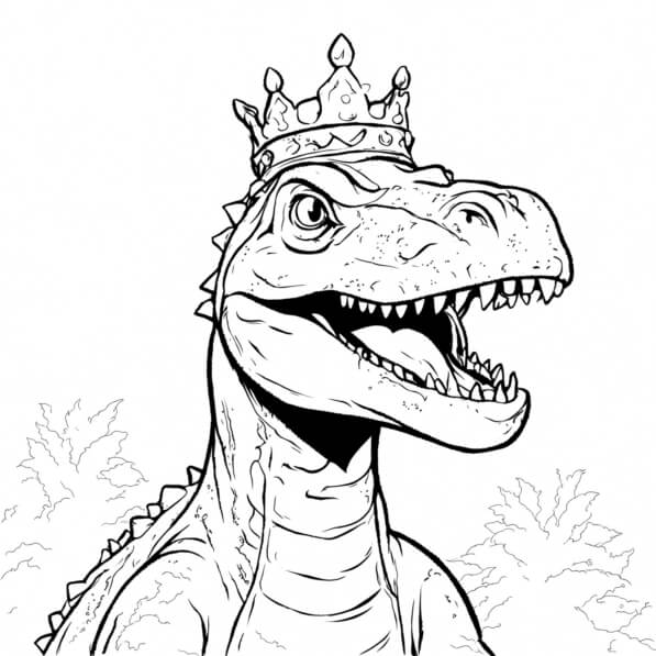 Download Cartoon Dinosaur King Coloring pages Online Creative Fabrica