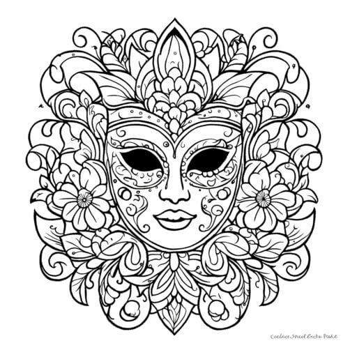 Download Intricate Mask Design Coloring pages Online - Creative Fabrica
