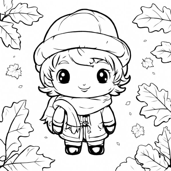 Printable Fall Characters Download Cute Autumn Character Illustration for Coloring Coloring pages ...