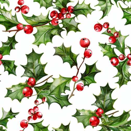 Download Vibrant Holly Leaves and Berries Pattern Patterns Online ...