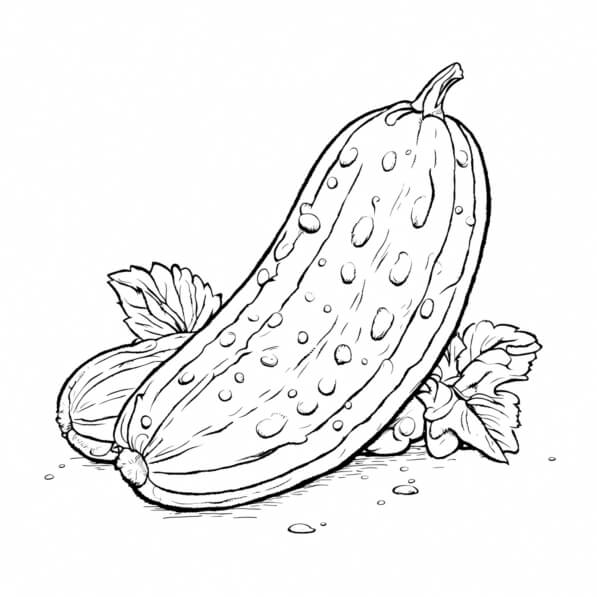 Download Illustration of Fresh Cucumbers Coloring pages Online