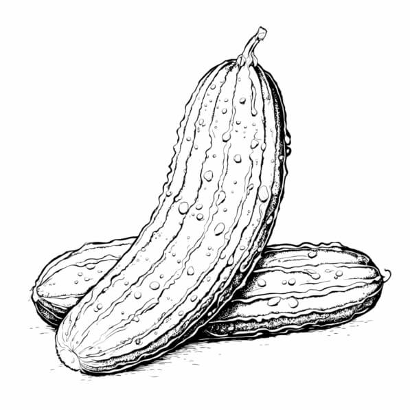 Download Illustration of Fresh Cucumbers Coloring pages Online