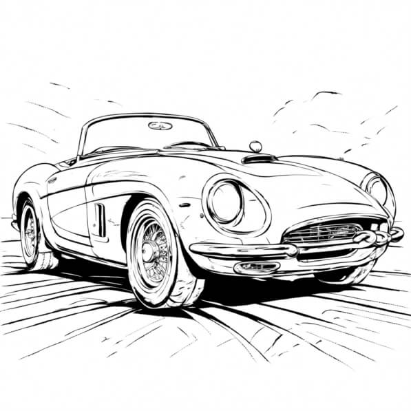 Download Classic Convertible Car in Artistic Outline Coloring pages ...