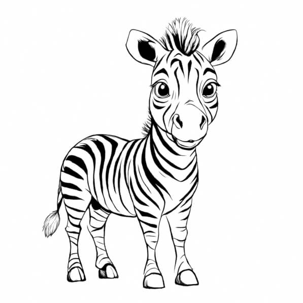 Download Cartoon Zebra Coloring pages Online - Creative Fabrica