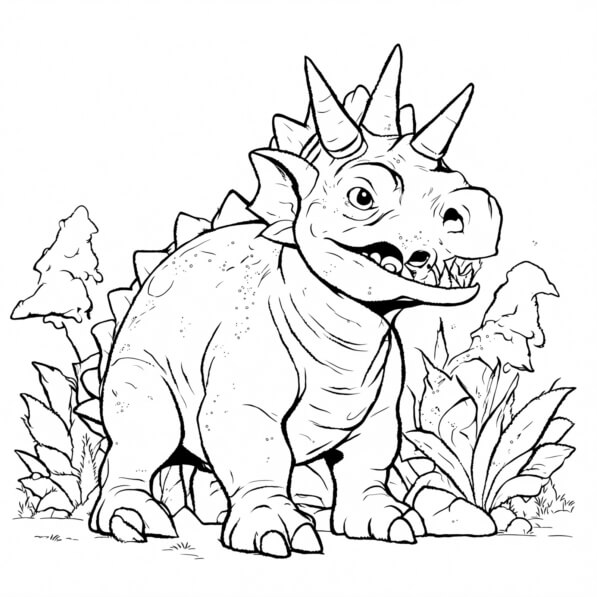 Download Cartoon Dinosaur in Prehistoric Landscape Coloring pages ...