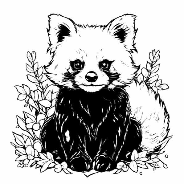 Download Cute Red Panda Surrounded by Flowers Coloring pages Online ...