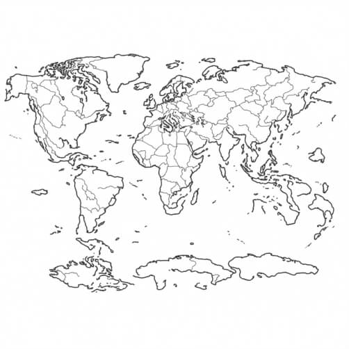 Download Outline Map of the World Coloring pages Online - Creative Fabrica