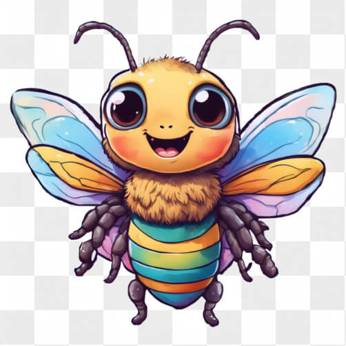 Happy Cartoon Bee with Colorful Wings Patterns Happy Cartoon Bee with Colorful Wings Patterns thumbnail