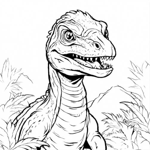Download Cheerful Dinosaur in a Prehistoric Landscape Coloring pages ...