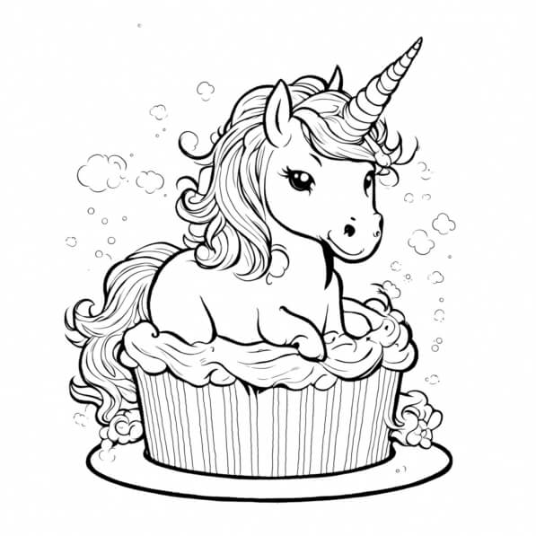 Download Unicorn Cupcake Coloring Page Coloring pages Online Creative