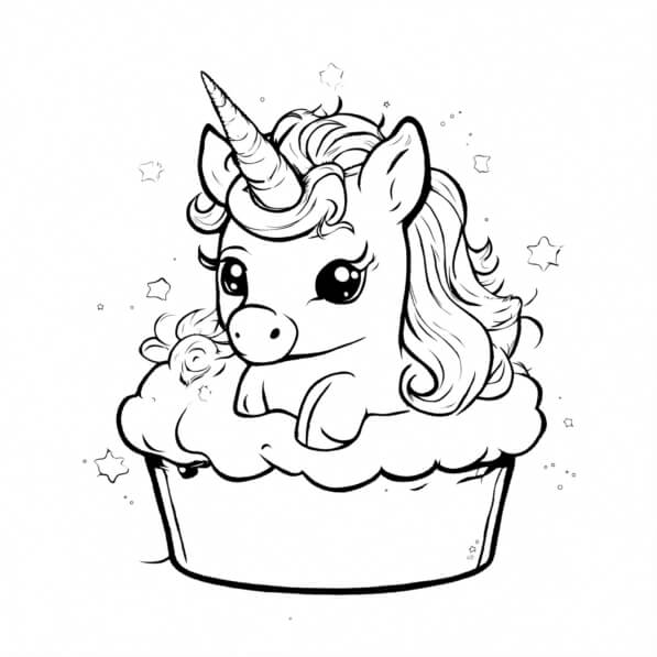 Download Cute Unicorn Cupcake Coloring Page Coloring pages Online