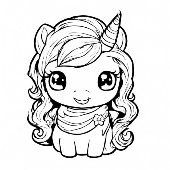 Download Cute Cartoon Unicorn Coloring pages Online - Creative Fabrica