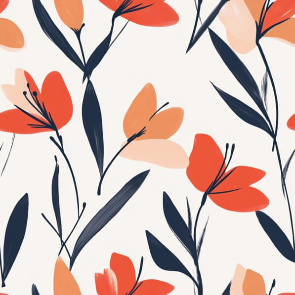 Download Stylized Floral Pattern with Red and Peach Flowers Patterns ...