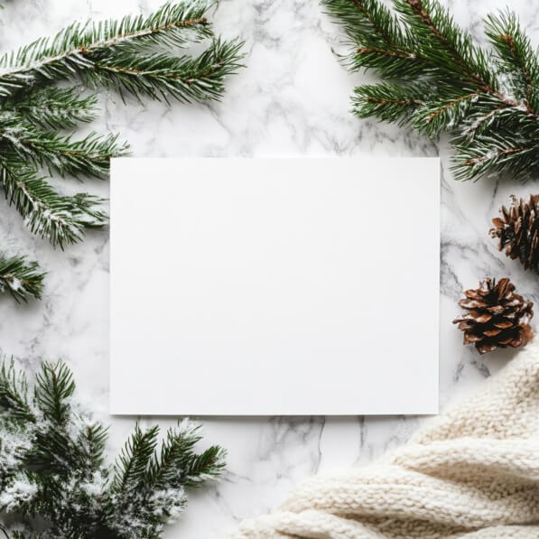 Download Blank Holiday Card with Evergreen and Pine Cones Mockups ...